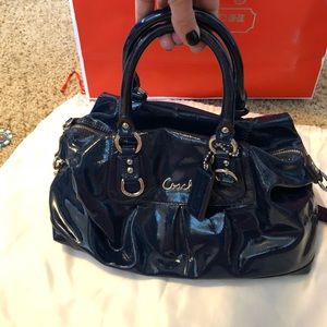 Dark Blue Patent Leather Coach Purse